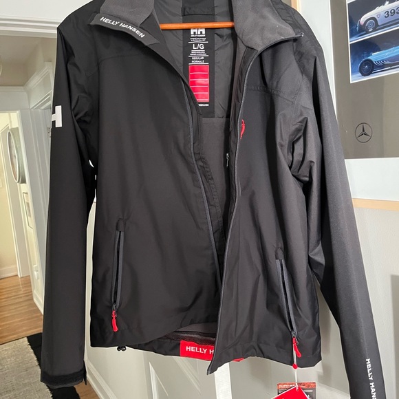 Helly Hansen Crew Midlayer Jacket in Black and Red - Picture 1 of 5